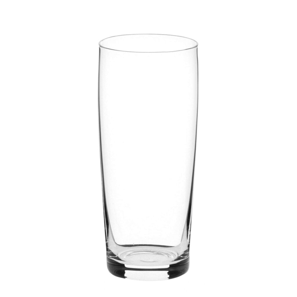 Hoog, transparant drinkglas voor frisdranken en cocktails.