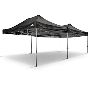 Zwarte easy-up partytent van 6x6 meter met stevig aluminium frame