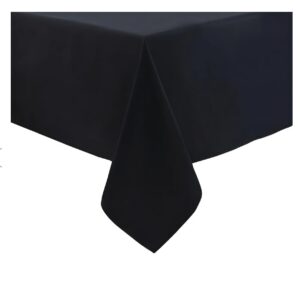 Zwart rechthoekig tafelkleed over een tafel gedrapeerd